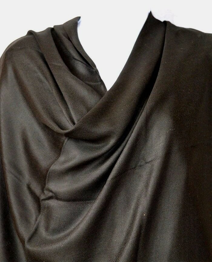 Plain Solid Black Shawl Wrap - Image 3