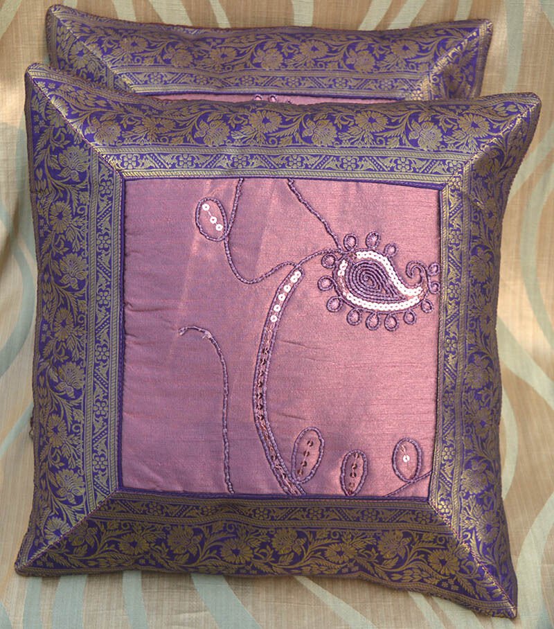 Set of 2 Silk Embroidered Pillow Cover - Image 4