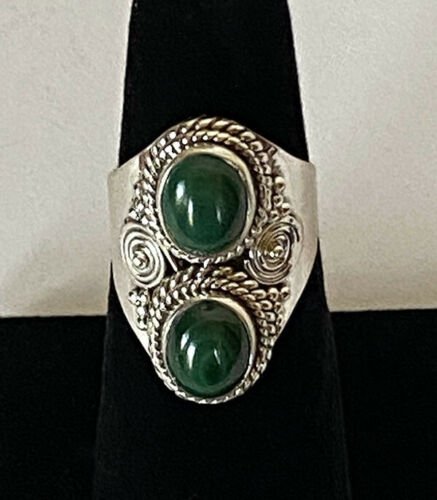 Artisan Created Hand Crafted Natural Malachite Sterling Silver Ring - Image 4