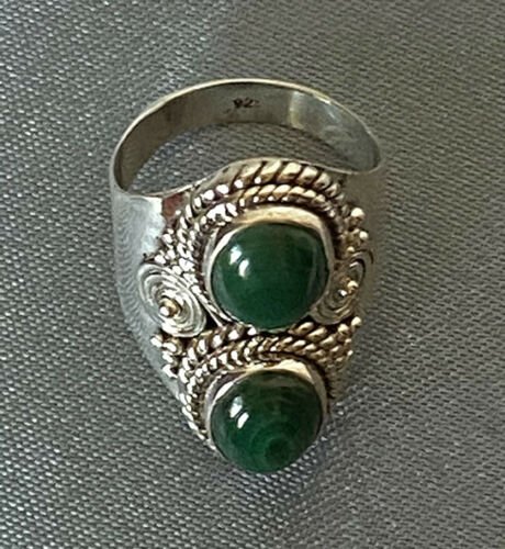 Artisan Created Hand Crafted Natural Malachite Sterling Silver Ring - Image 3