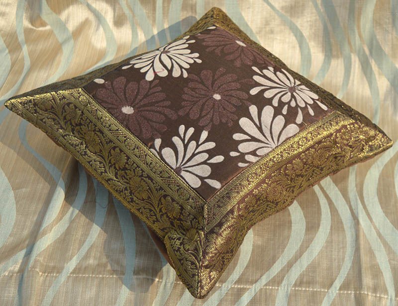 Set of 2 Brown Silk Pillow Cover - Image 3