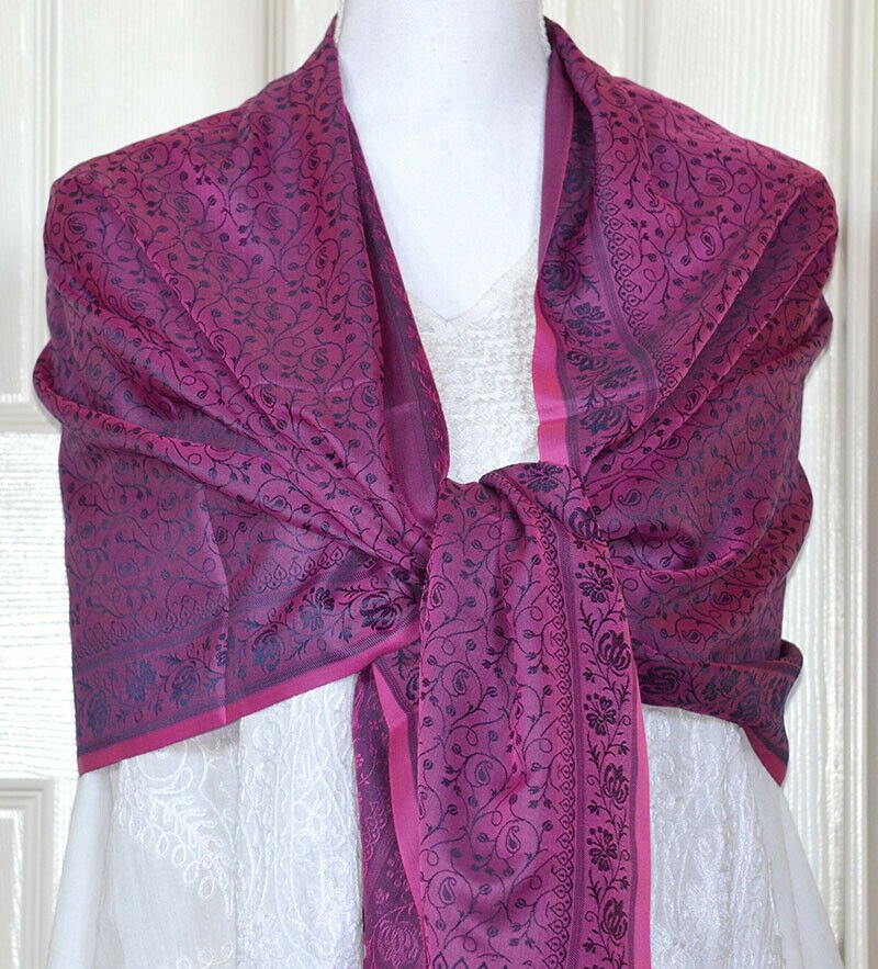 Banaras Silk Woven Paisley Floral Design Stole Wrap - Image 4