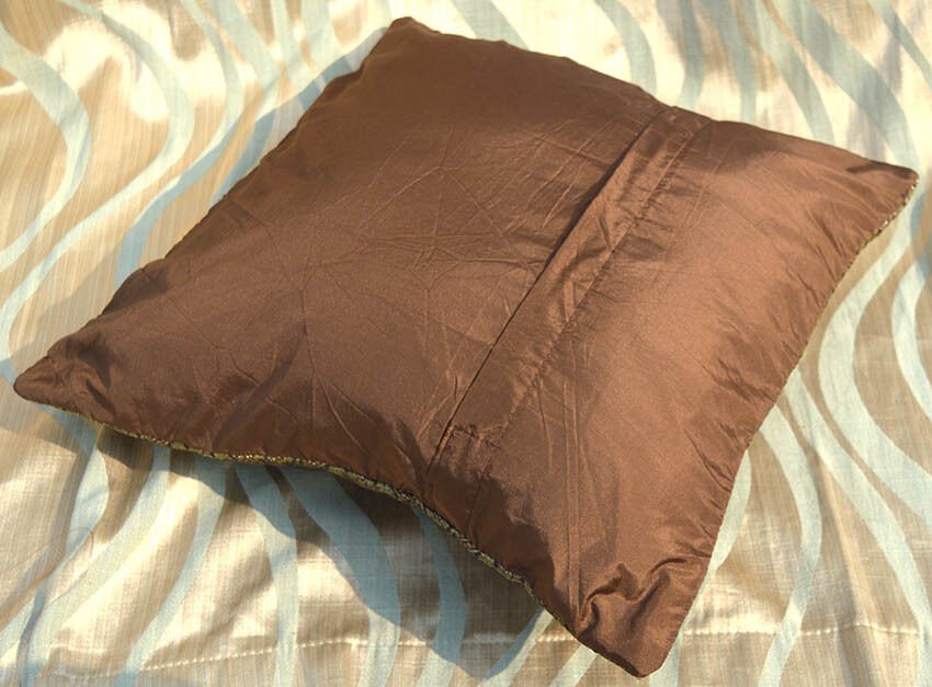 Set of 2 Brown Silk Pillow Cover - Image 5