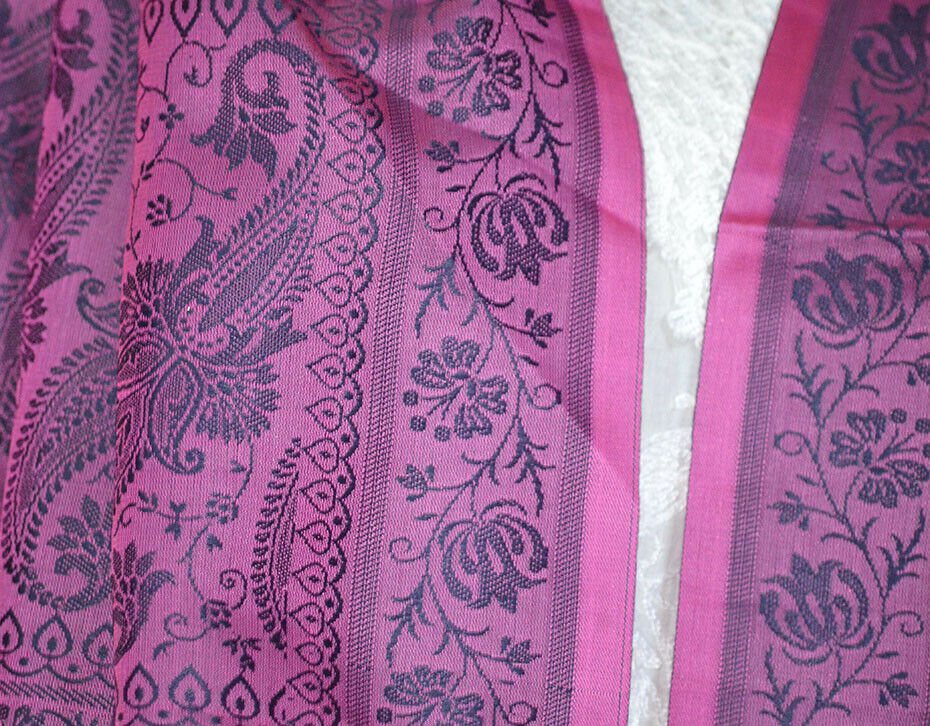 Banaras Silk Woven Paisley Floral Design Stole Wrap - Image 7