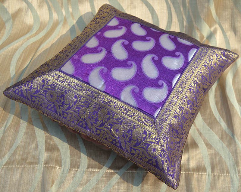 Set of 2 Purple Silk Pillow Cover - Image 4