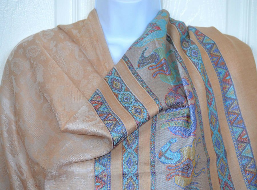 Paisley Pashmina Silk Blend Shawl Wrap - Image 3