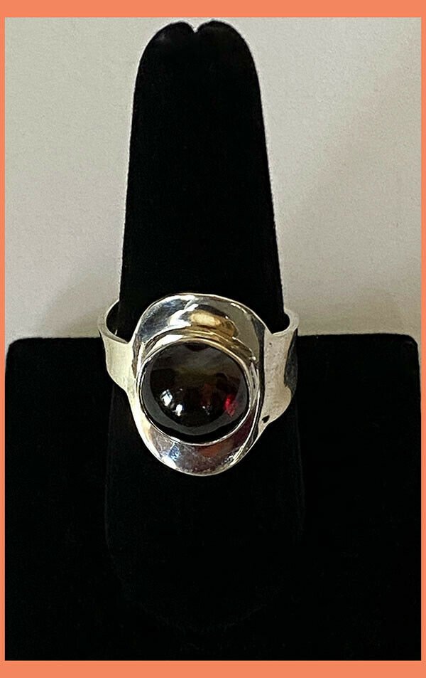 Artisan Hand Crafted Natural Garnet Sterling Silver Adjustable Ring - Image 5