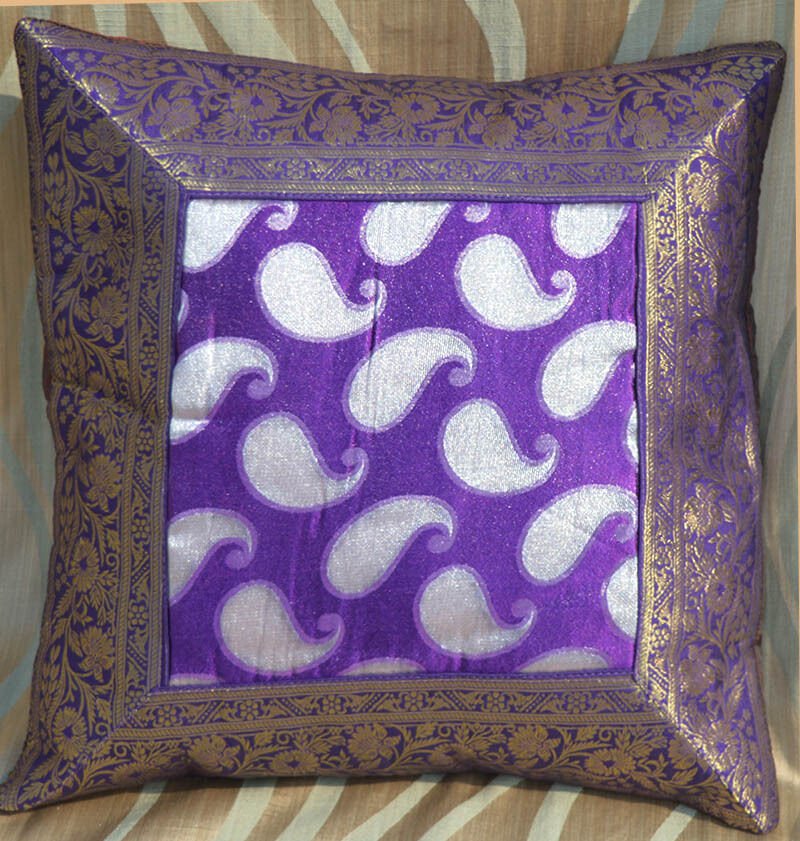 Set of 2 Purple Silk Pillow Cover - Image 3