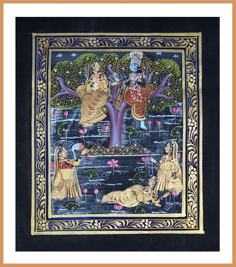 Radha Krishna Miniature Natural Color Painting