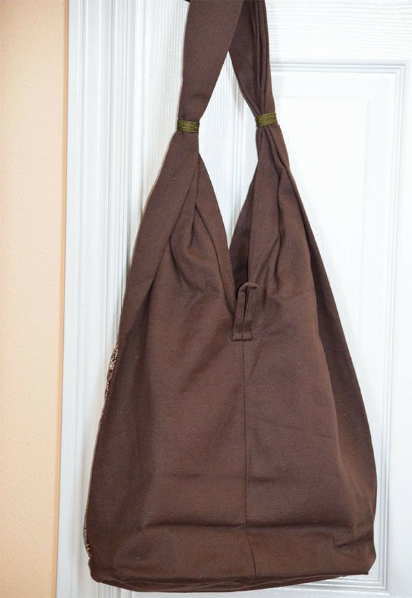 Hand Loom Cotton Shoulder Bag With Brocade Design - Image 4