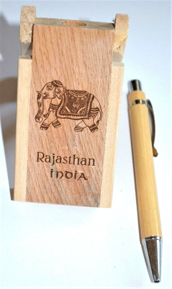 Engraved Pen Holder With Clock