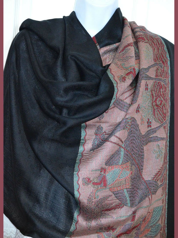 Floral Pashmina Silk Blend Shawl Wrap