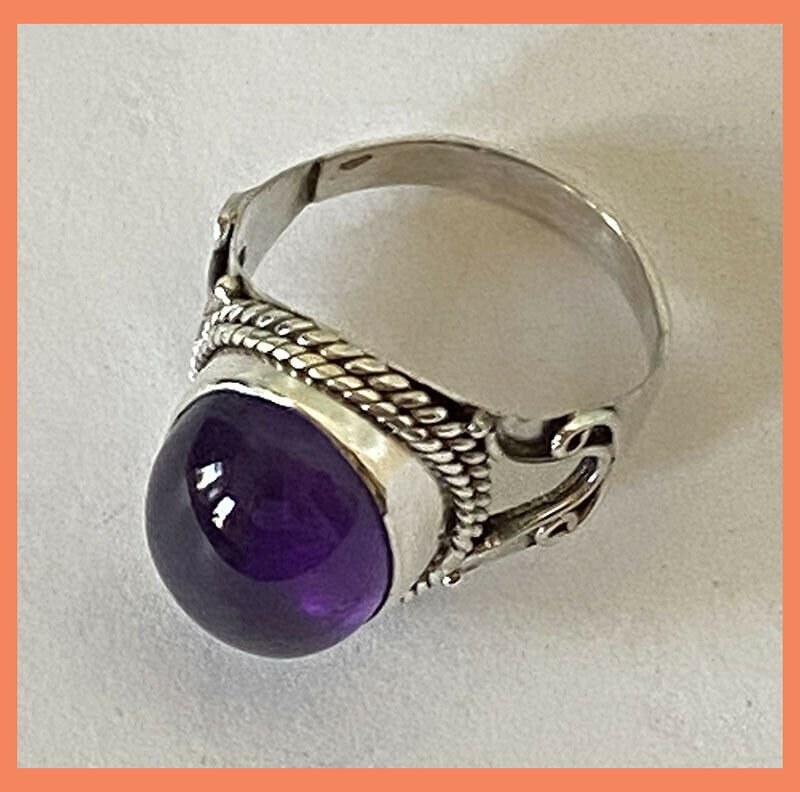 Artisan Created Hand Crafted Natural Amethyst Sterling Silver Ring