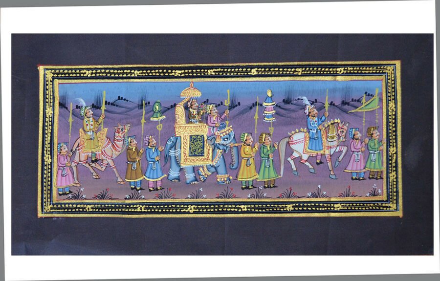 King Procession Silk Miniature Painting