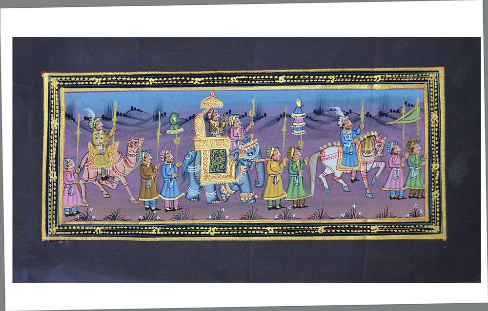 King Procession Silk Miniature Painting