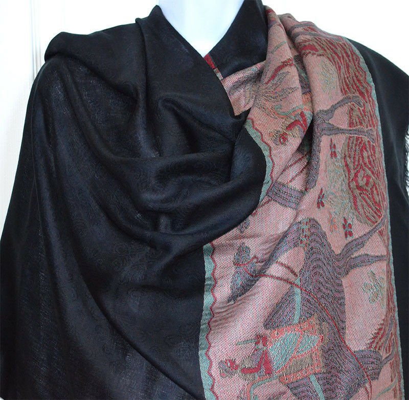 Floral Pashmina Silk Blend Shawl Wrap - Image 2