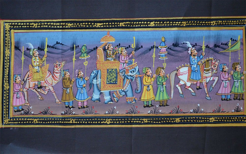King Procession Silk Miniature Painting - Image 2
