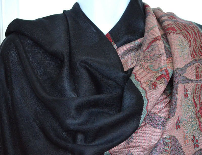 Floral Pashmina Silk Blend Shawl Wrap - Image 4