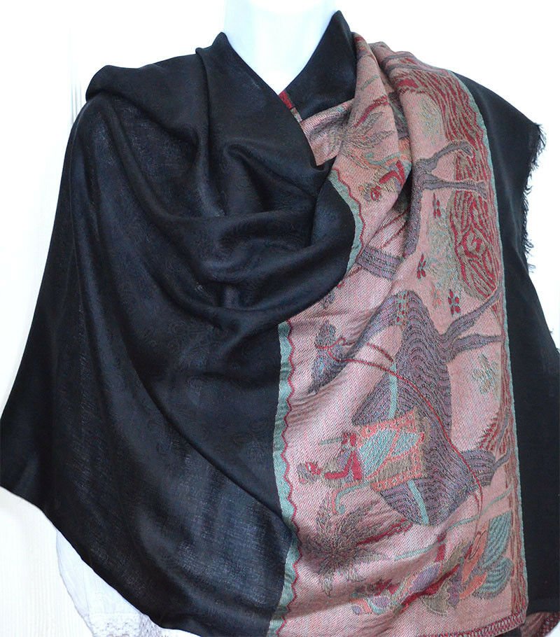 Floral Pashmina Silk Blend Shawl Wrap - Image 3