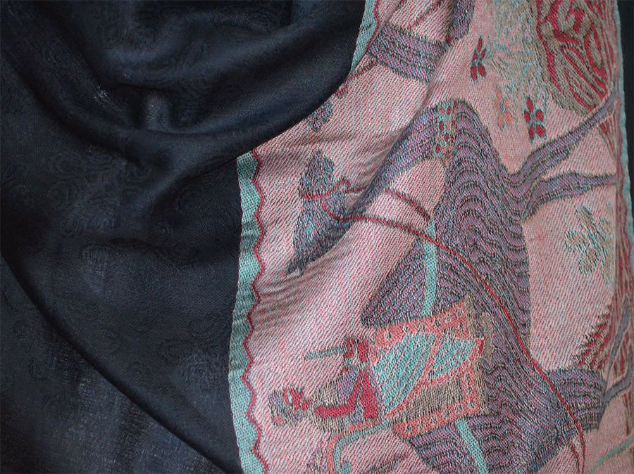 Floral Pashmina Silk Blend Shawl Wrap - Image 5