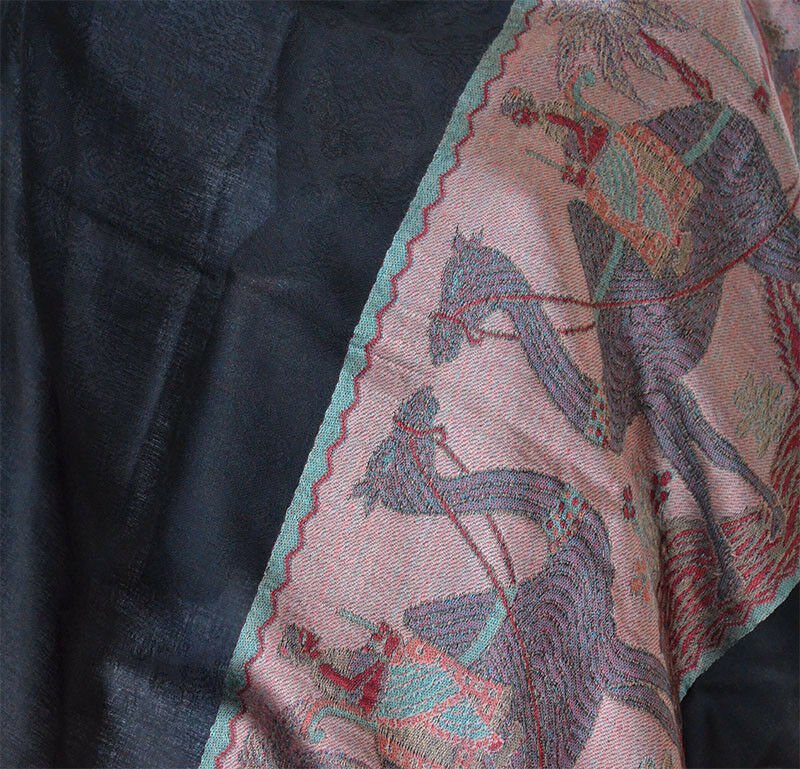 Floral Pashmina Silk Blend Shawl Wrap - Image 7