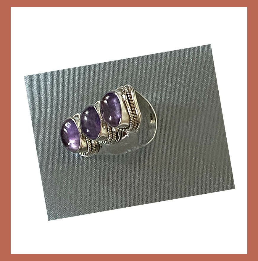Artisan Created Hand Crafted Natural Amethyst Sterling Silver Ring - Image 7