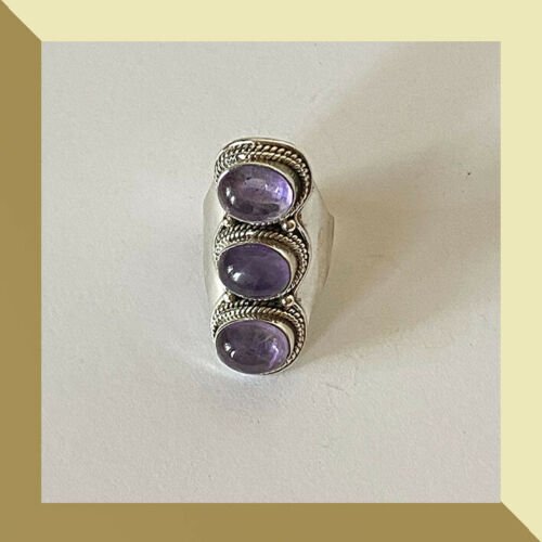 Artisan Created Hand Crafted Natural Amethyst Sterling Silver Ring - Image 5