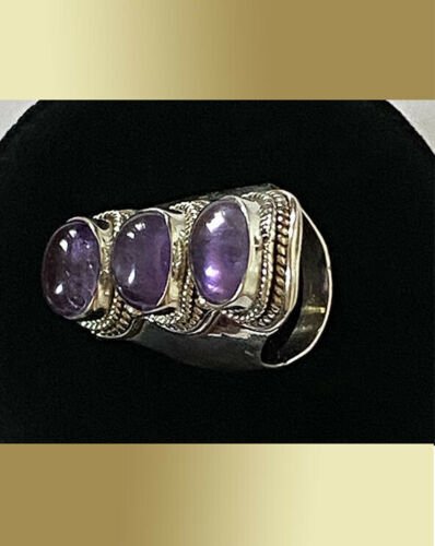 Artisan Created Hand Crafted Natural Amethyst Sterling Silver Ring - Image 4