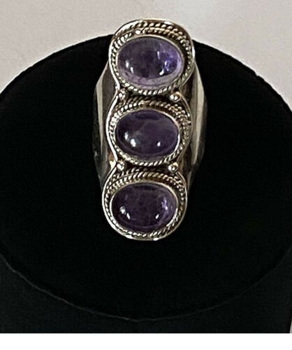 Artisan Created Hand Crafted Natural Amethyst Sterling Silver Ring - Image 3