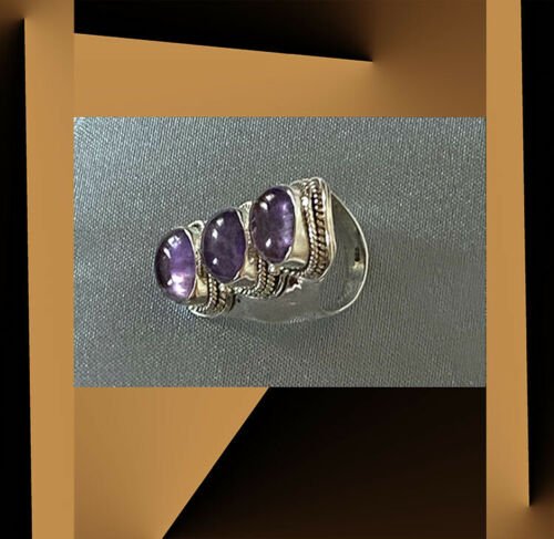 Artisan Created Hand Crafted Natural Amethyst Sterling Silver Ring - Image 6