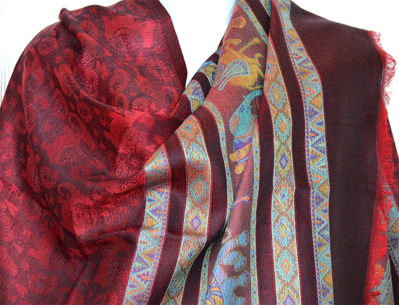 Elephant Design Pashmina Silk Blend Shawl Wrap - Image 3