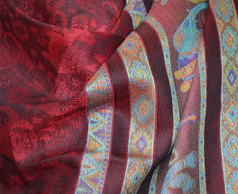 Elephant Design Pashmina Silk Blend Shawl Wrap - Image 7