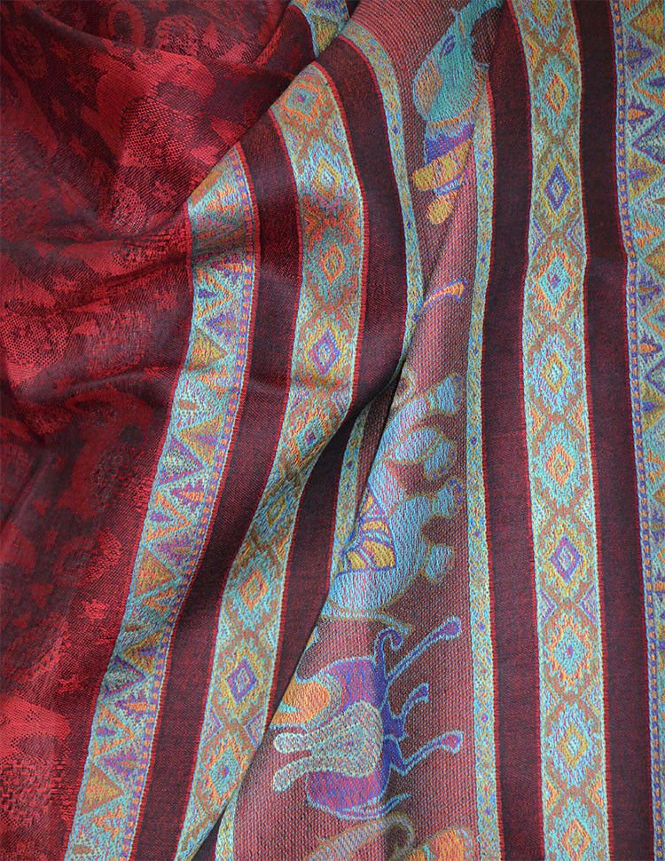 Elephant Design Pashmina Silk Blend Shawl Wrap - Image 5