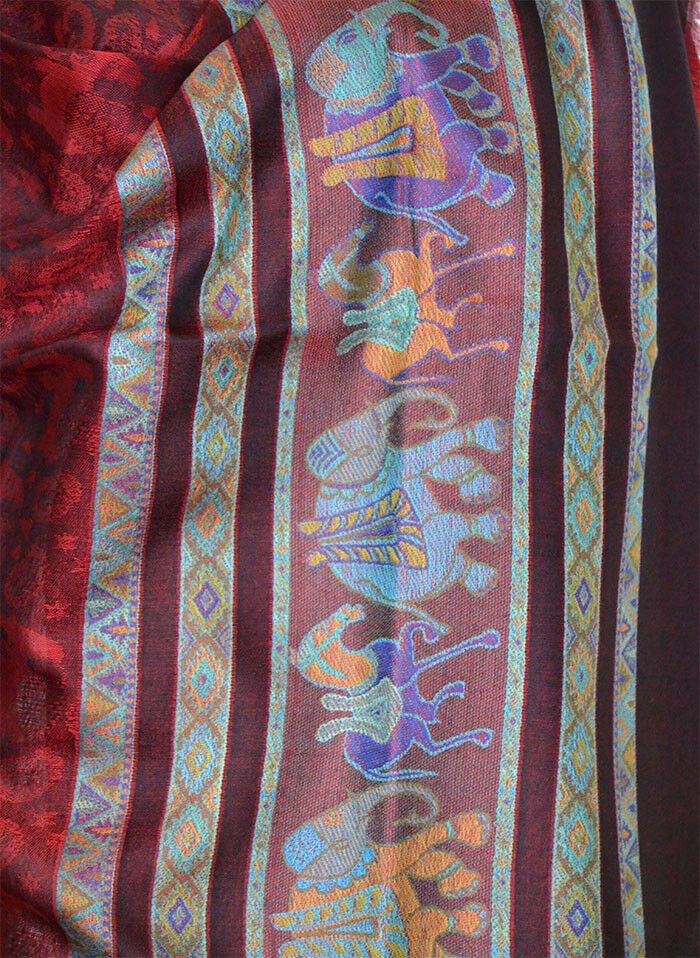 Elephant Design Pashmina Silk Blend Shawl Wrap - Image 4
