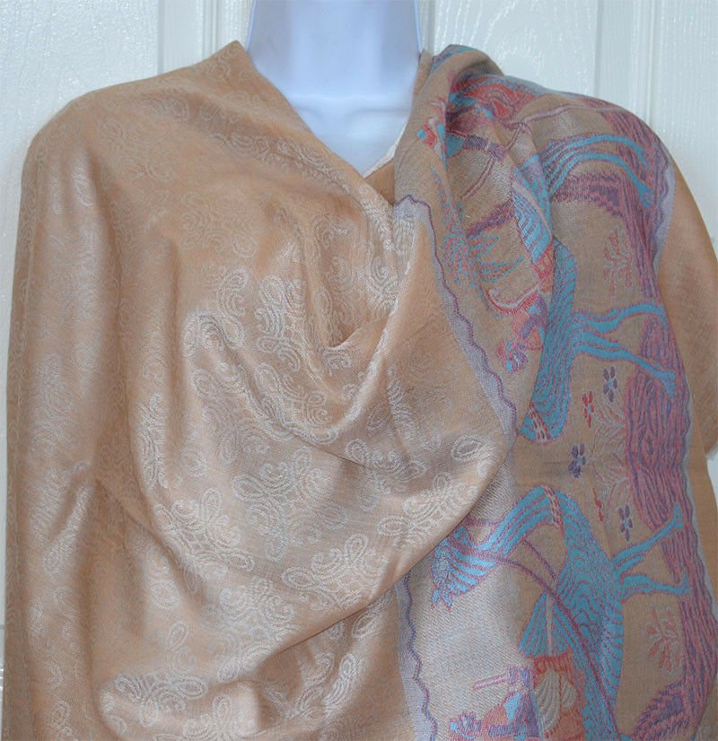 Floral Pashmina Silk Blend Shawl Wrap - Image 2