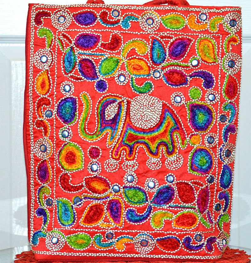 Embroidered Elephant Paisley Tote, Shoulder Bag, Hand Bag - Image 3