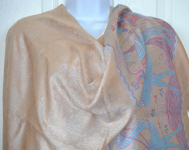 Floral Pashmina Silk Blend Shawl Wrap - Image 3