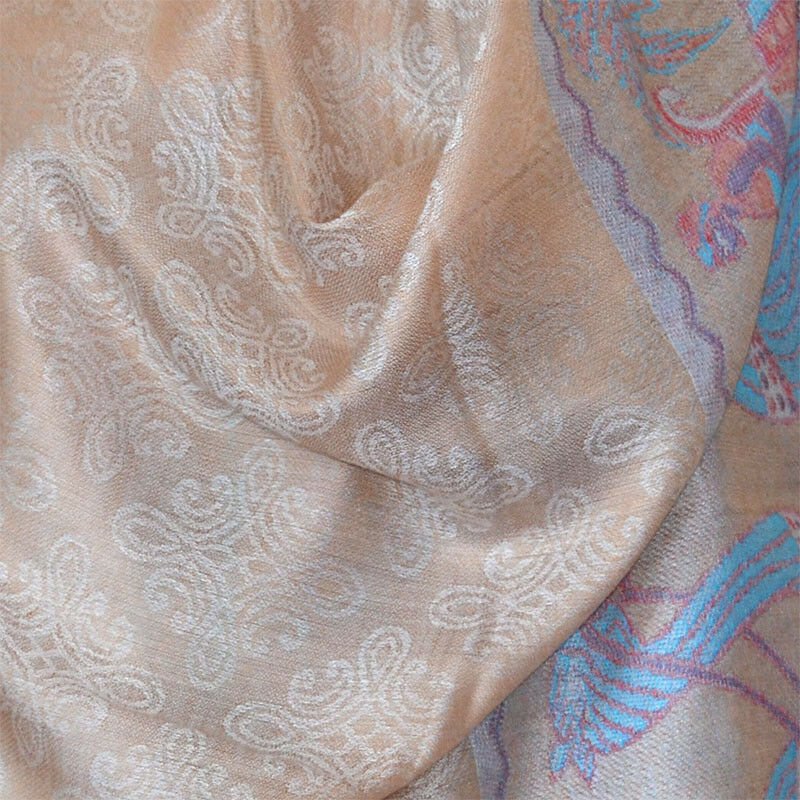 Floral Pashmina Silk Blend Shawl Wrap - Image 4