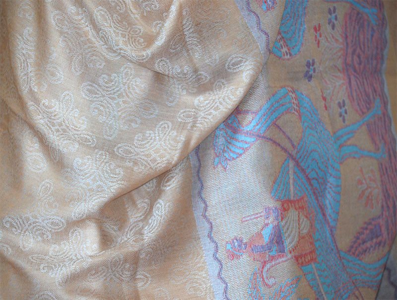 Floral Pashmina Silk Blend Shawl Wrap - Image 5