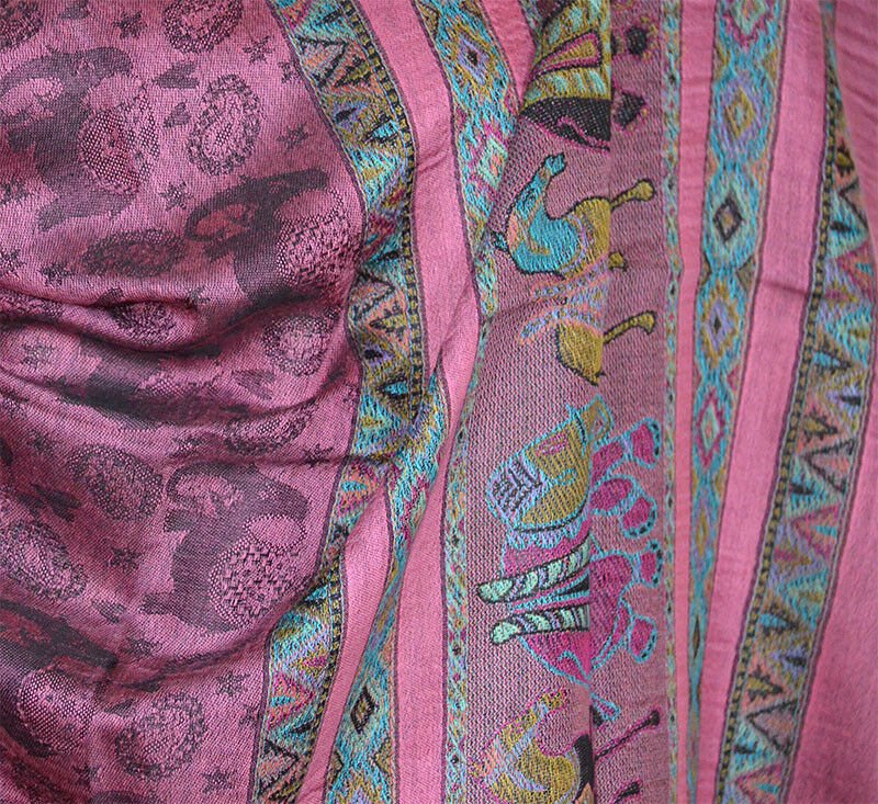 Elephant Design Pashmina Silk Blend Shawl Wrap - Image 5