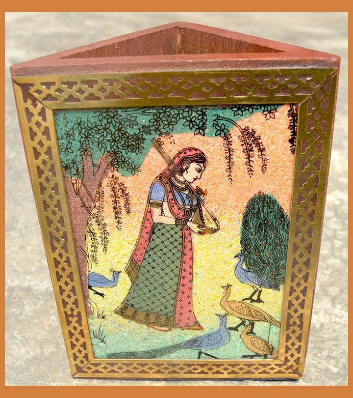 Gemstone Painting Wood Triangle Pen Holder - Image 2