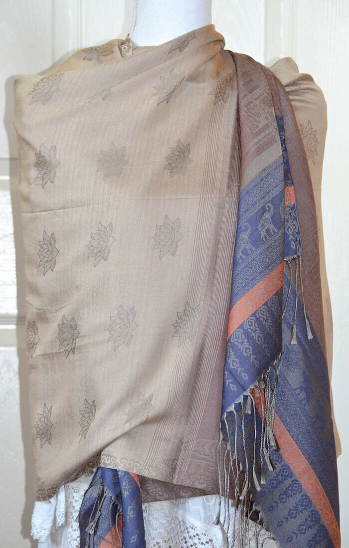Angkor Wat Temple Silk Shawl Wrap