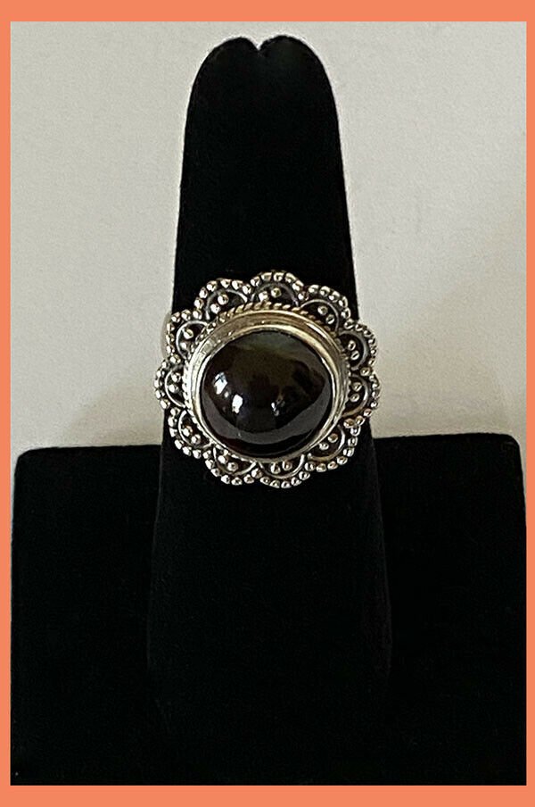 Artisan Hand Crafted Natural Garnet Sterling Silver Cocktail Ring - Image 5