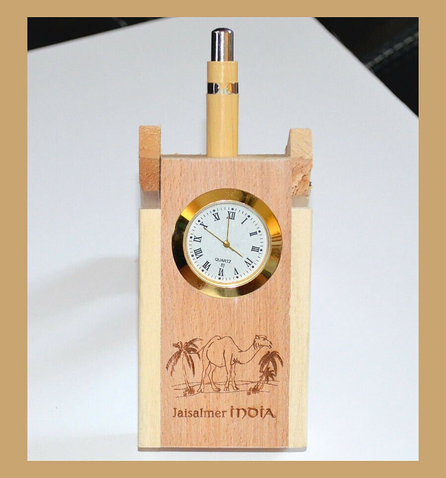 Engraved Pen Holder With Clock - Image 2