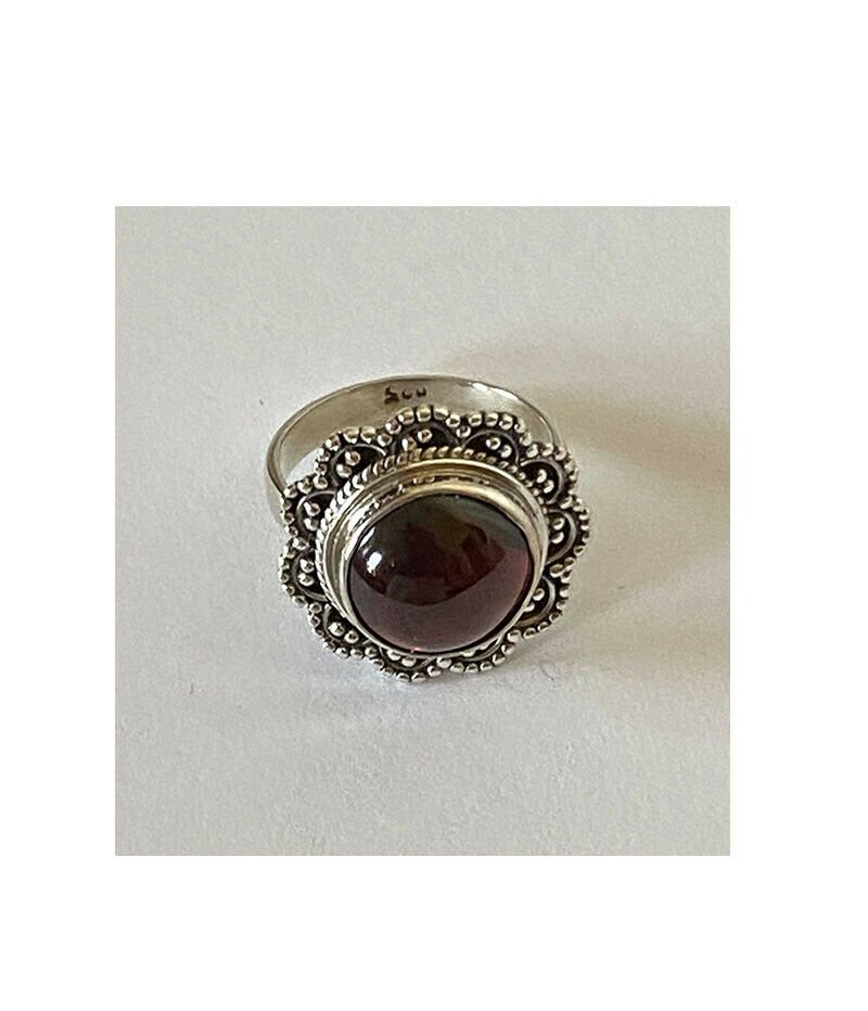 Artisan Hand Crafted Natural Garnet Sterling Silver Cocktail Ring - Image 4