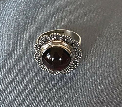 Artisan Hand Crafted Natural Garnet Sterling Silver Cocktail Ring - Image 3