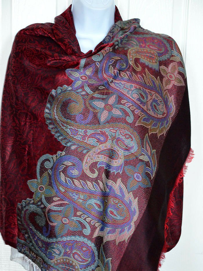Paisley Pashmina Silk Blend Shawl Wrap