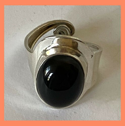 Artisan Created Natural Black Onyx Sterling Silver Adjustable Ring - Image 6