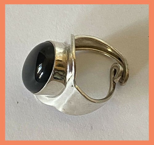 Artisan Created Natural Black Onyx Sterling Silver Adjustable Ring - Image 5