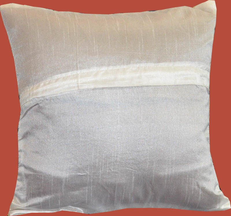 Silk Brocade Suzani Embroidered Beige Pillow Cover - Image 7